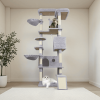 84.6 in Light Gray Cat Tree Tower with Wide Base, 3 Large Hinding Condo, 11 Sisal Scratching Post, Sisal Scratching Ladder, 2 Hammocks