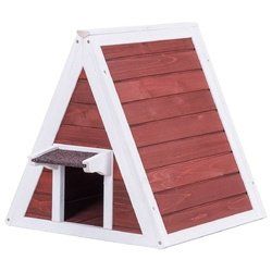 Weatherproof Wooden Cat House Furniture Shelter with Eave