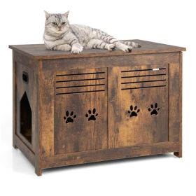 27.5"Litter box, cat house pet supplies with Side Entrance,Coffee table, end table or nightstand