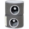 2-Story Cat Condo Barrel Tree with Top Perch, 2 Hideaways, Scratching Board, Removable Cushions, Toy Balls, Dark Grey