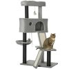47" Cat Tree for Indoor Cats, Kitty Activity Center, Cat Tower with Cat Ear Bed Ramp Condo Hammock Hanging Ball Toys Sisal Rope Scratching Post