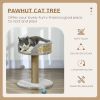 Cat Tree with Scratching Post, Toy Ball, Perch, Small Cat Tower for Indoor Cats - 16" x 16" x 19", Grey