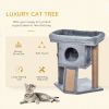 Cat Tree, Small Cat Tower with Perch, Scratching Post, Cat Condo, Toy Ball for Kitty, Indoor Use, Grey