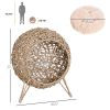 20.5 Weaved Cat Bed Hand-Woven Braided Banana Leaf Kitten House Condo with Cushion Natural