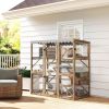 Outdoor Cat Enclosure with Window Access, 5 Platforms and 2 Resting Boxes, Waterproof Roof for Multiple Cats, Brown