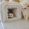 Pet Supplies Ottoman Storage Bench Corduroy Bench Cat's nest to hide For the Living Room, Entryway and Bedroom