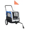 Pet Bike Trailer Grey and Blue Oxford fabric and Steel 20.9 lb