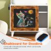Hidden Cat Litter Box Enclosure & Graffiti Chalkboard Doors with 2 Storage Shelves