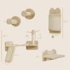 4pc Corner Design Cat Wall Shelf with Scratching Post, Scratching Board, Perches, Cat Wands & Toy Ball, Beige