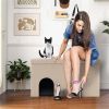 Beige Cat Litter Box Enclosure, Entrance Shoe Stool with Urine Proof Litter Mat