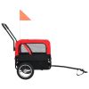Pet Bike Trailer Red and Black Oxford fabric and steel Collapsible