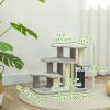 2 in 1 Cat Tree 3 Steps Pet Stairs with Scratching Posts, Tickling Post, Toy Balls, for Bed, Couch, Sofa, Light Grey