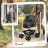3 in 1 Pet Stroller with Detachable Carrier, Foldable with Storage Basket, Cupholder, Gray