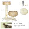 28" Elevated Cat Bed with Sisal Scratching Post for Indoor Kitties, Modern Cat Tree with Cute Basket Design, Small Cat Tree with Fun Ball Toy