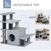 Cat Stairs Pet Steps for Couch Bed with Scratching Posts Condo Ball Toy, 23.6" x 15.7" x 26", Grey