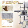 84.6 in Light Gray Cat Tree Tower with Wide Base, 3 Large Hinding Condo, 11 Sisal Scratching Post, Sisal Scratching Ladder, 2 Hammocks