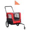 Pet Bike Trailer Red and Black Oxford fabric and steel Collapsible