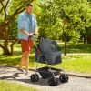 3 in 1 Pet Stroller with Detachable Carrier, Foldable with Storage Basket, Cupholder, Gray