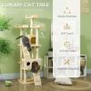 68-inch Multi-Level Cat Scratching Tree Kitty Activity Center Post Tower Condo Pet Furniture w/ Toy Beige