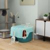 Cat Litter Box with Scoop, Easy to Clean & Openable Cover, Green