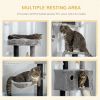 47" Cat Tree for Indoor Cats, Kitty Activity Center, Cat Tower with Cat Ear Bed Ramp Condo Hammock Hanging Ball Toys Sisal Rope Scratching Post