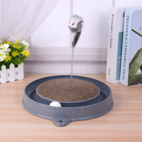 Multi-functional Cat Scratching Board With Ball Track, Various Colours Of Mat Board, Self-height Relief From Boredom To Tease The Cat, With Sprin (Option: Grey)